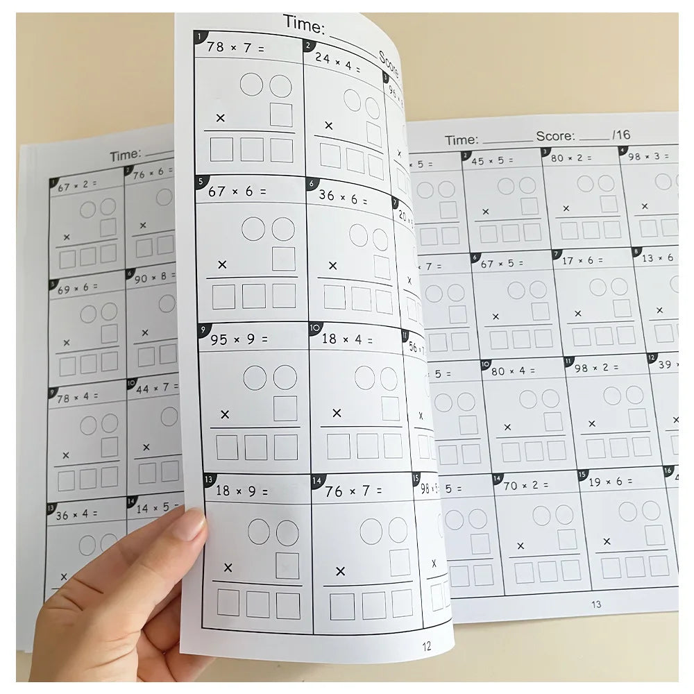 Digit Multiplication Math Workbook / Long Division Math Practice Worksheet Test Notebook Grades 3-6 Primary School Arithmetic